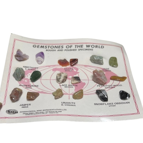 Vintage Gemstones of the World Display Cards Rough & Polished Stones - Picture 3 of 10